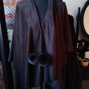 Marc New York Black Velvety Fabric Lined Wrap